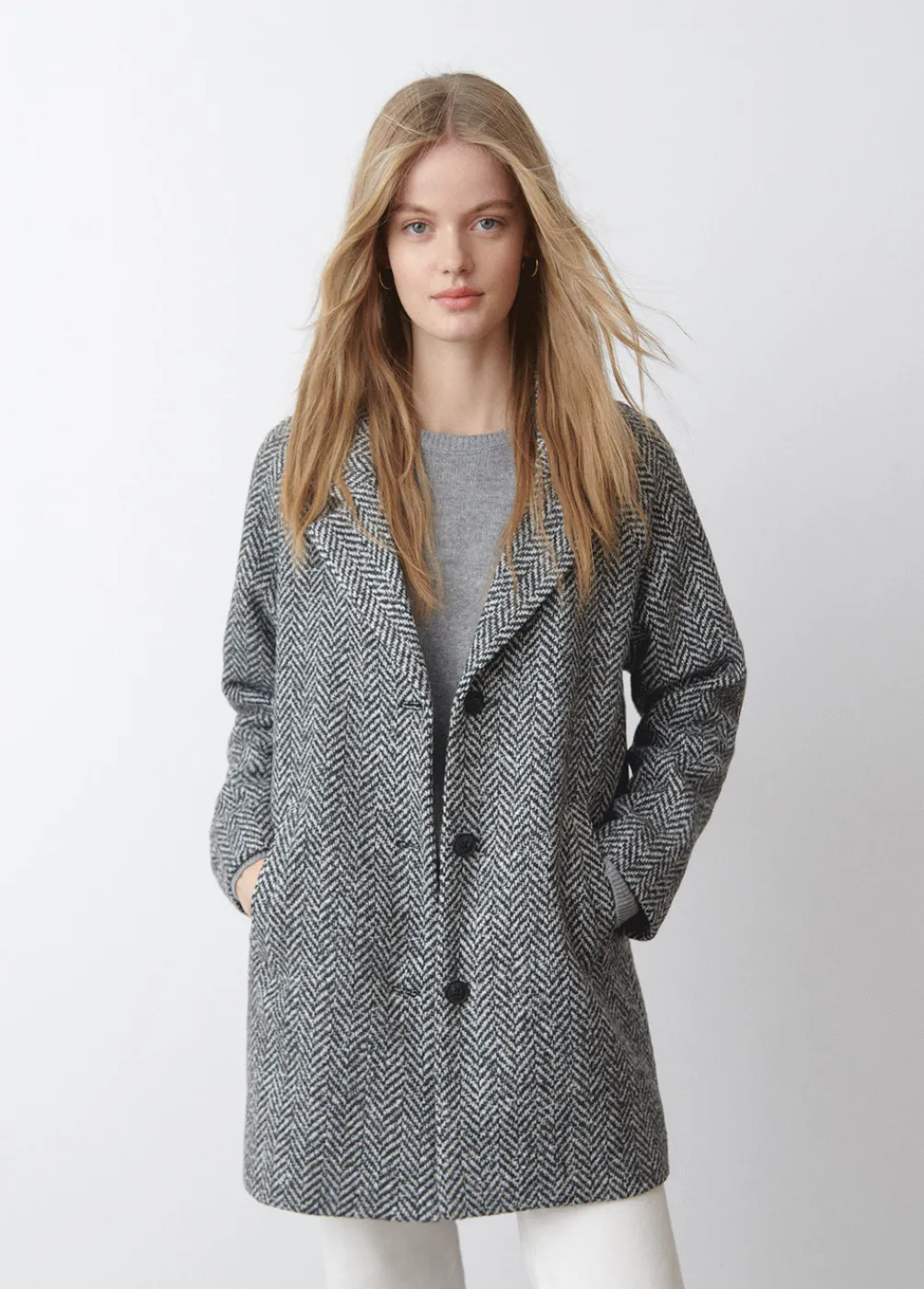 Abrigo Espiga Largo Medio-Brownie Spain Discount