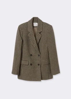 Americana Cruzada Pata De Gallo Con Lana-Brownie Spain Sale