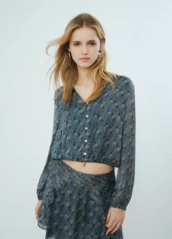 Blusa Corta Botones Estampado-Brownie Spain Best