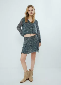 Blusa Corta Botones Estampado-Brownie Spain Best