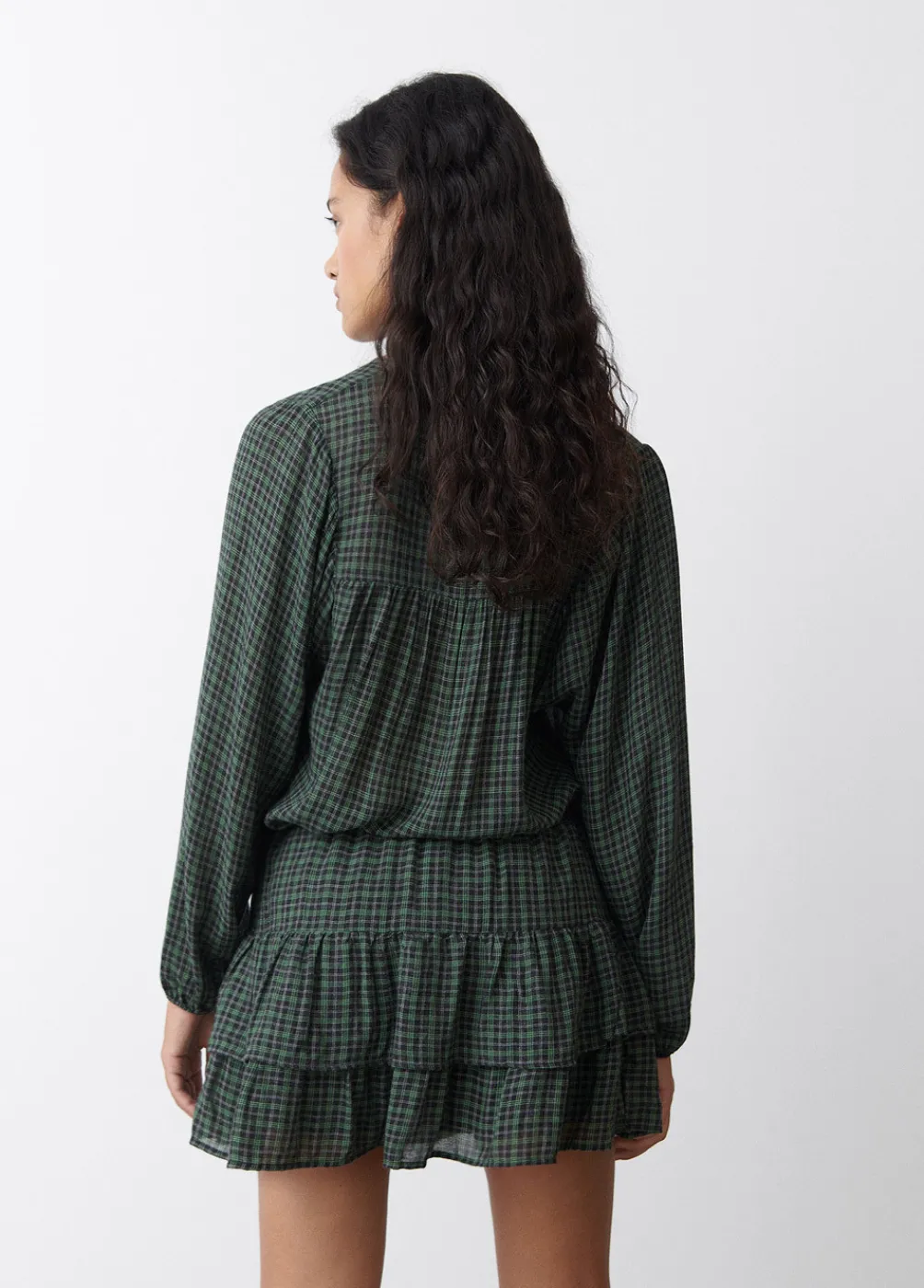 Blusa Cuadros Escote Cuadrado-Brownie Spain Fashion