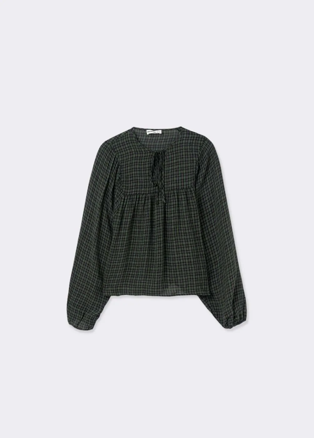 Blusa Cuadros Escote Cuadrado-Brownie Spain Fashion