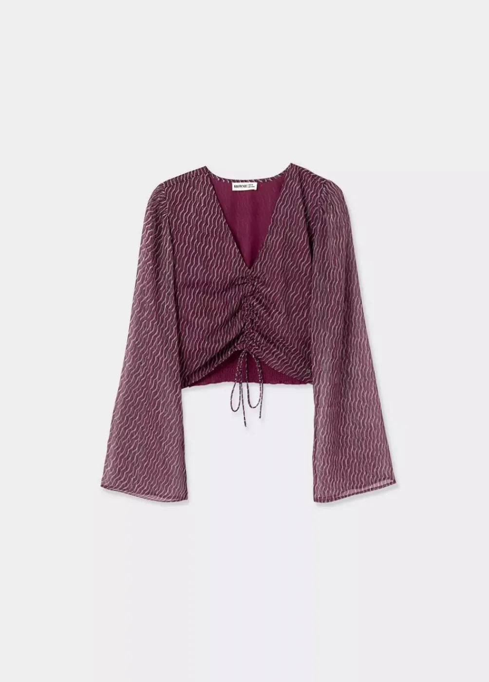 Blusa Mangas Volumen Lace Up-Brownie Spain Fashion