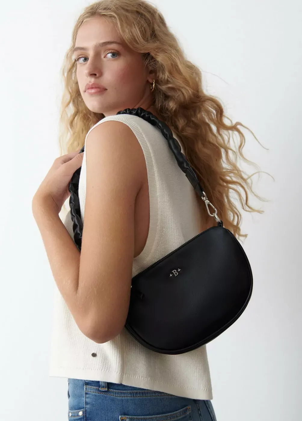 Bolso Media Luna Asa Arrugada-Brownie Spain Sale