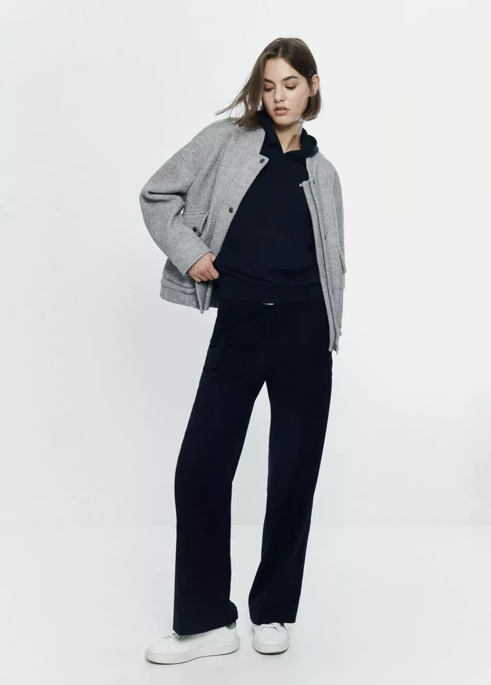 Bomber Bolsillos Delanteros Con Lana-Brownie Spain Discount