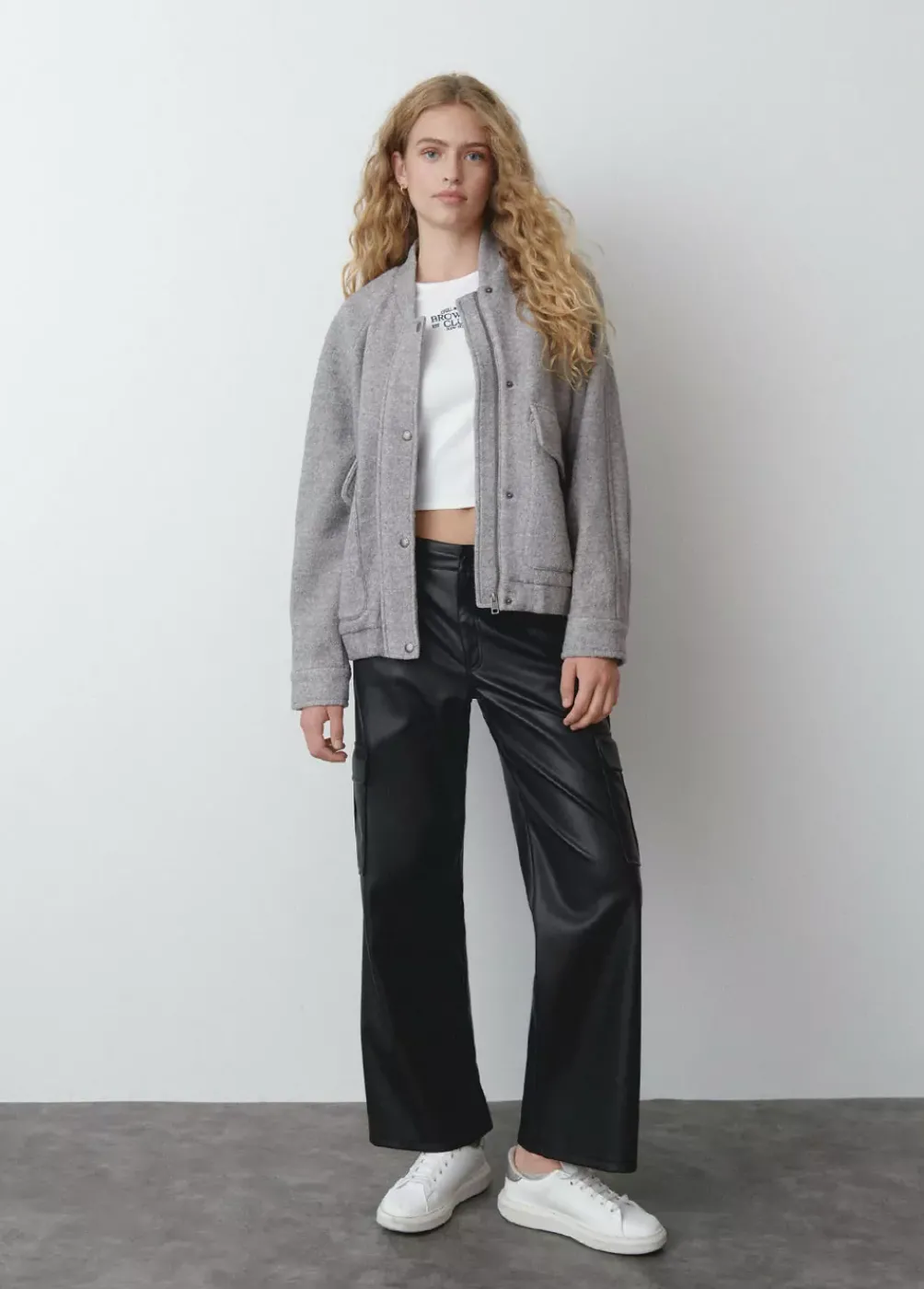 Bomber Bolsillos Delanteros Con Lana-Brownie Spain Discount