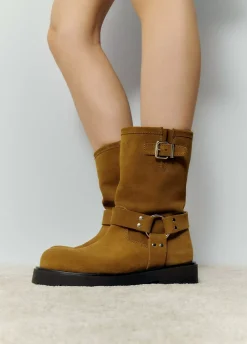 Bota Biker Hebilla Piel-Brownie Spain Clearance