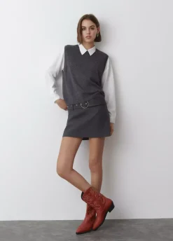 Bota Cowboy Pespuntes Contraste Piel-Brownie Spain Sale