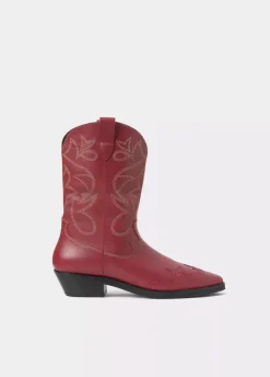 Bota Cowboy Pespuntes Contraste Piel-Brownie Spain Sale