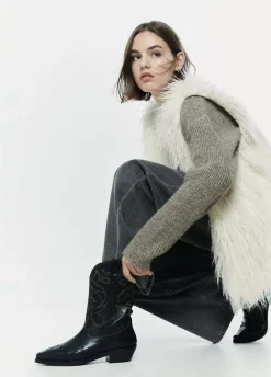 Bota Cowboy Pespuntes Contraste Piel-Brownie Spain New