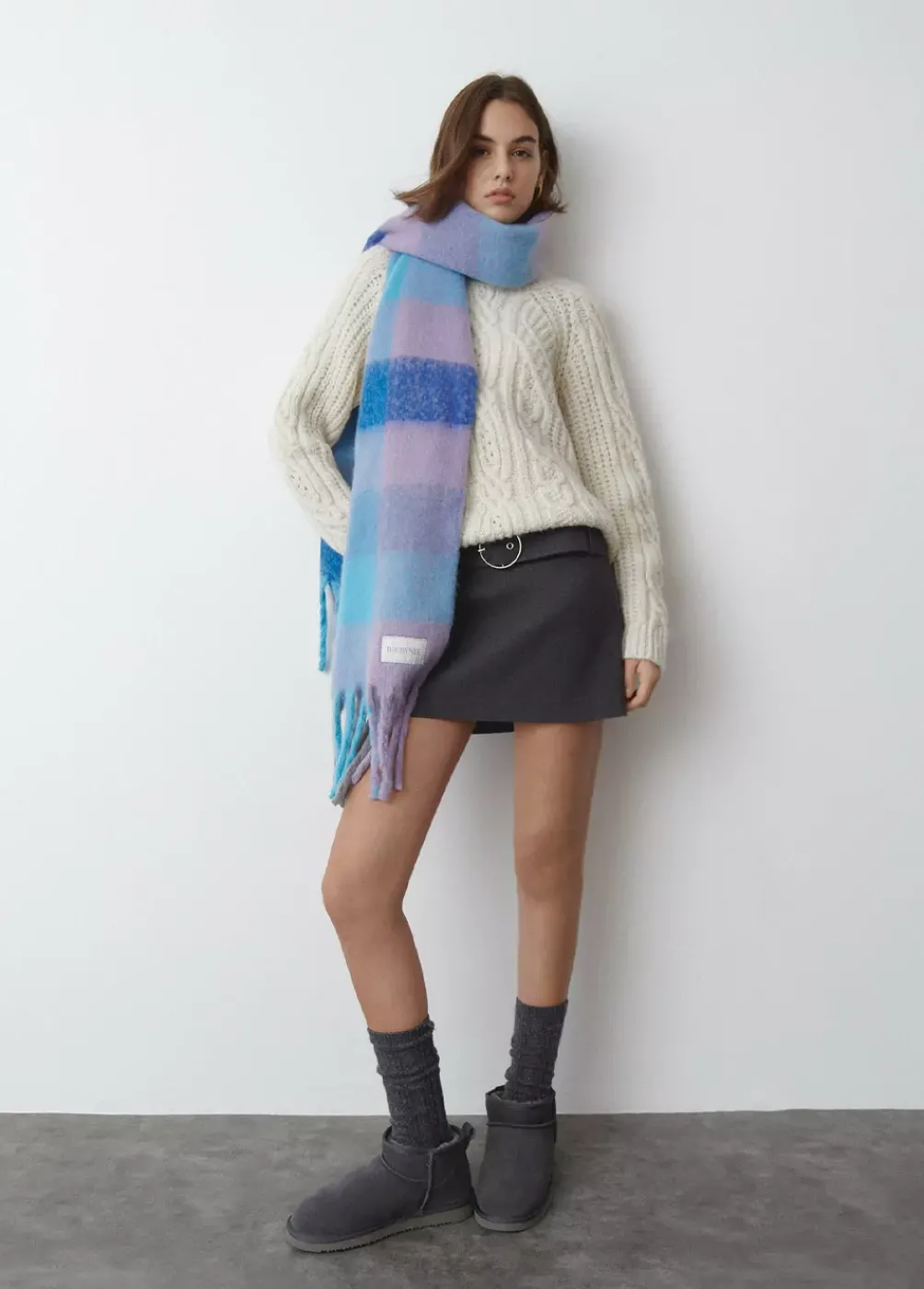 Bufanda Gruesa Cuadros Flecos-Brownie Spain Outlet