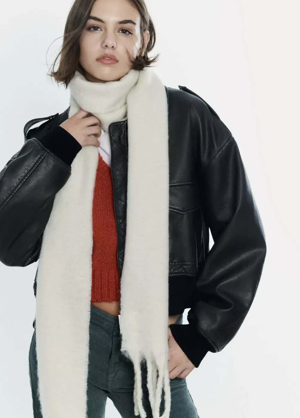 Bufanda Gruesa Estrecha Lisa Flecos-Brownie Spain Fashion