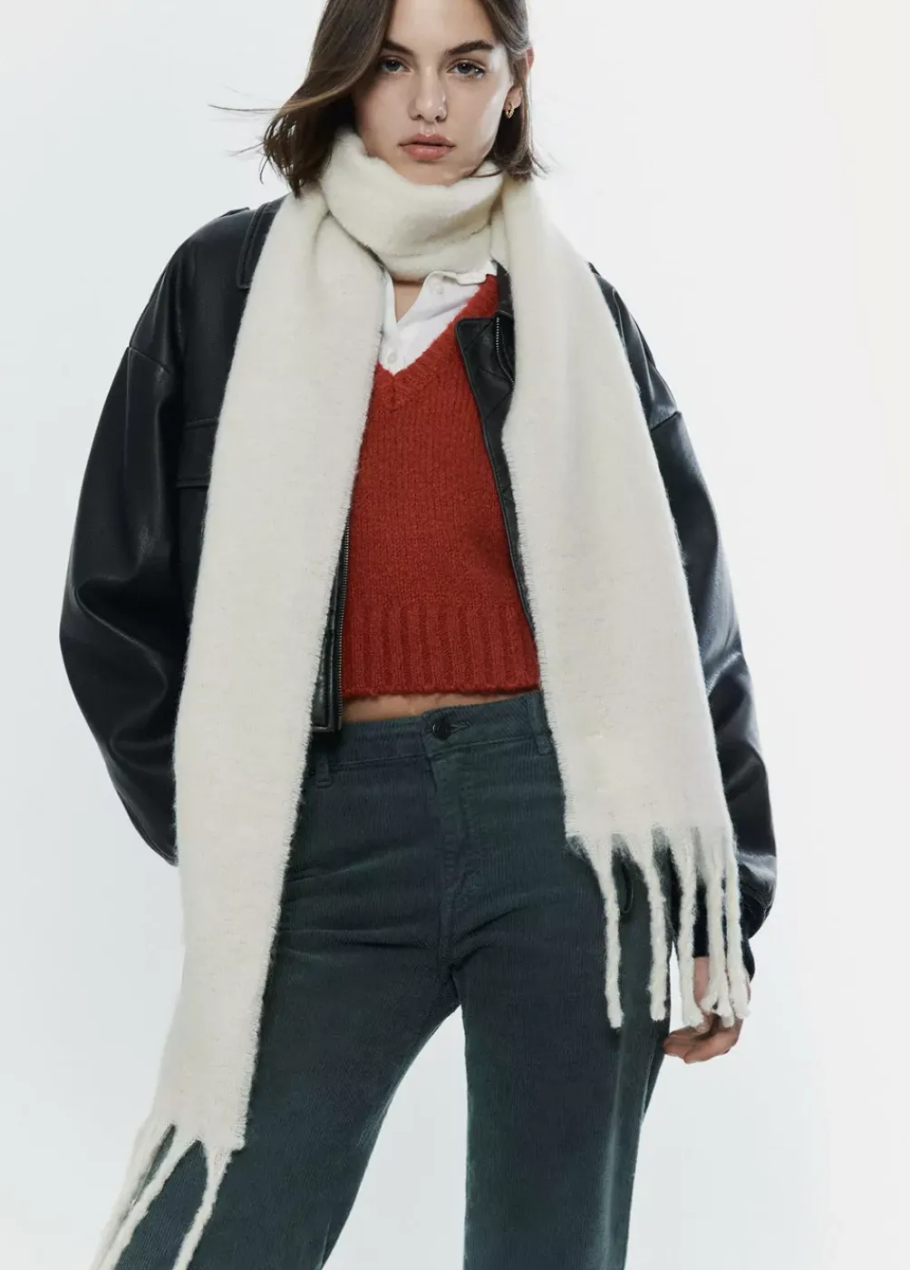 Bufanda Gruesa Estrecha Lisa Flecos-Brownie Spain Fashion