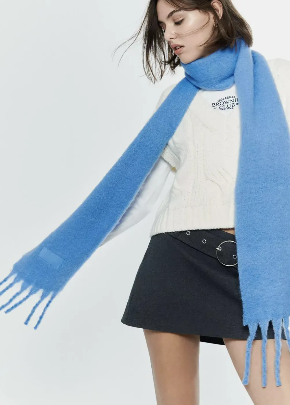 Bufanda Gruesa Estrecha Lisa Flecos-Brownie Spain Outlet