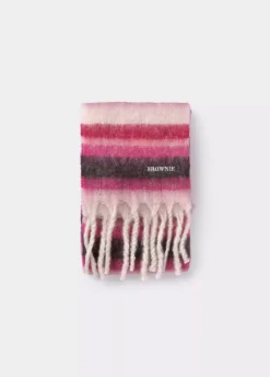 Bufanda Gruesa Estrecha Rayas Flecos-Brownie Spain New