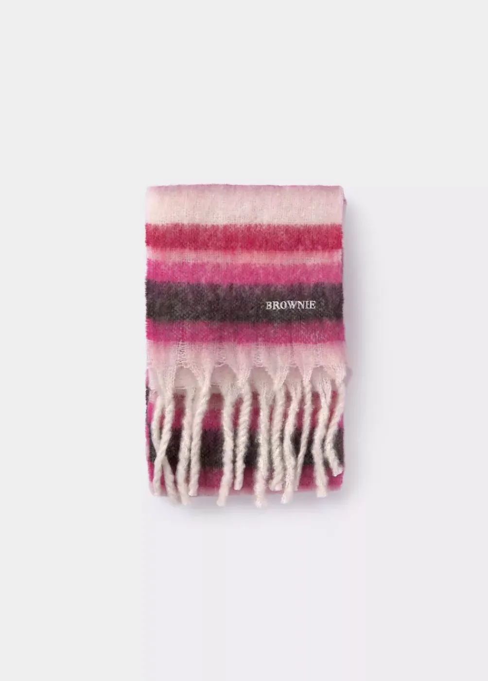 Bufanda Gruesa Estrecha Rayas Flecos-Brownie Spain New