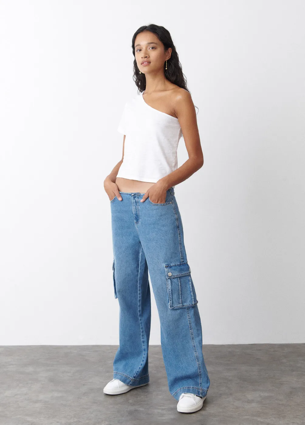 Camiseta Asimetrica Manga Corta Blanca-Brownie Spain Outlet