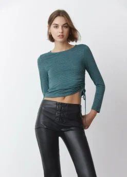 Camiseta Asimetrica Rayas Frunce-Brownie Spain Outlet