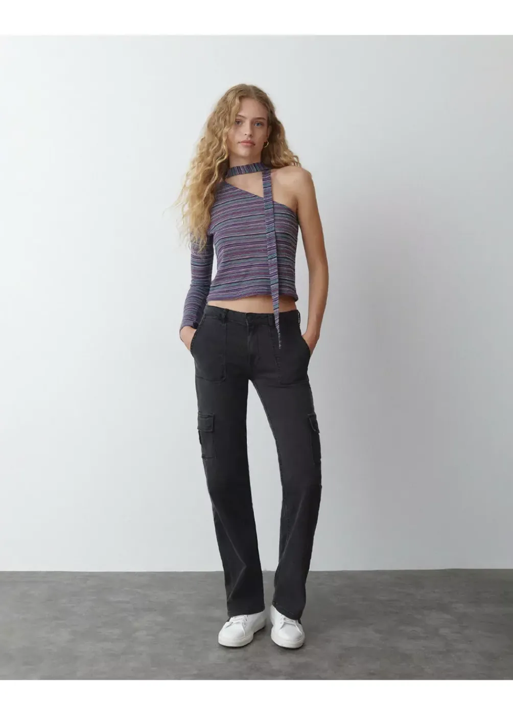 Camiseta Manga Larga Asimetrica Chocker-Brownie Spain Fashion