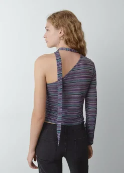 Camiseta Manga Larga Asimetrica Chocker-Brownie Spain Fashion