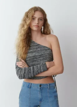 Camiseta Manga Larga Asimetrica Frunce-Brownie Spain Clearance