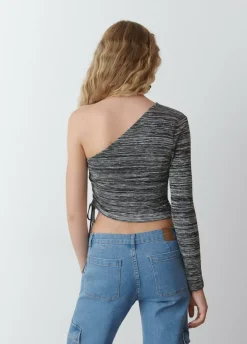 Camiseta Manga Larga Asimetrica Frunce-Brownie Spain Clearance