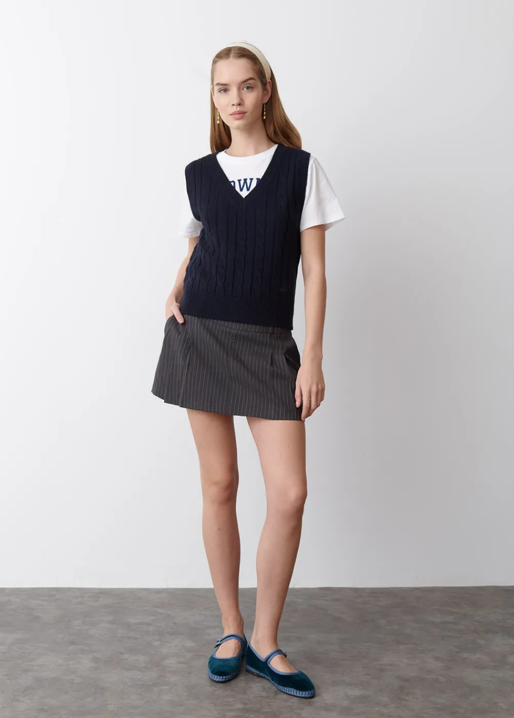 Chaleco Pico Trenzas Bordado-Brownie Spain New