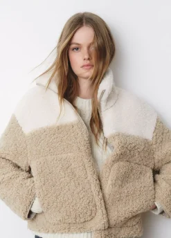 Chaqueta Polar Cremallera Contraste-Brownie Spain Discount