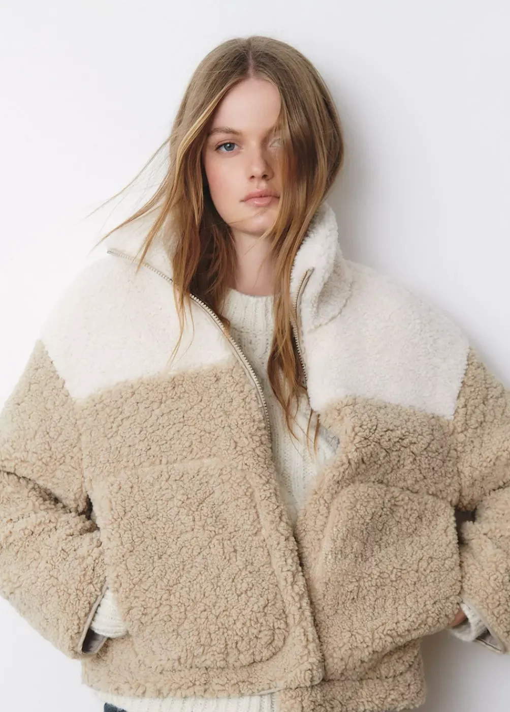 Chaqueta Polar Cremallera Contraste-Brownie Spain Discount