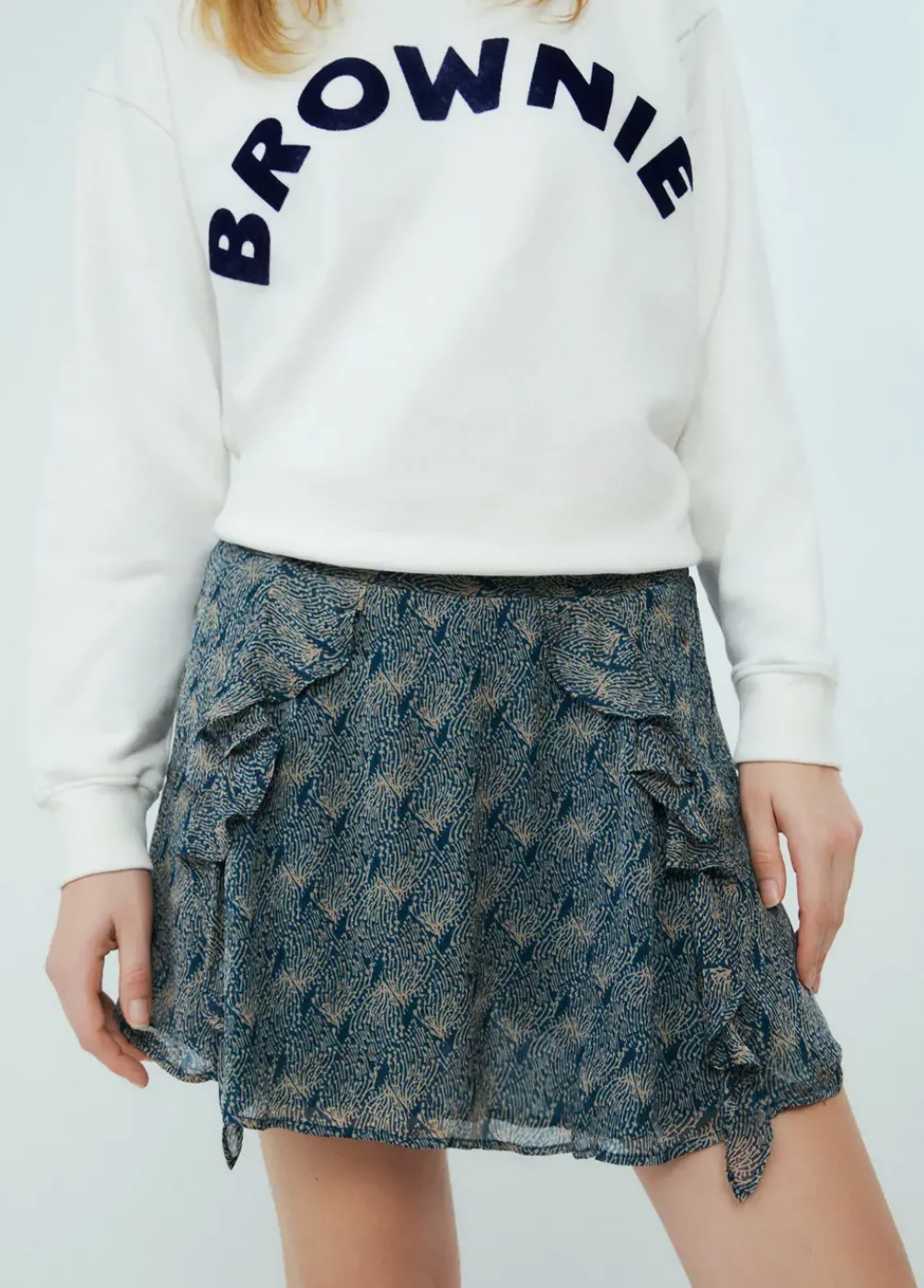 Falda Corta Picos Estampada-Brownie Spain Online