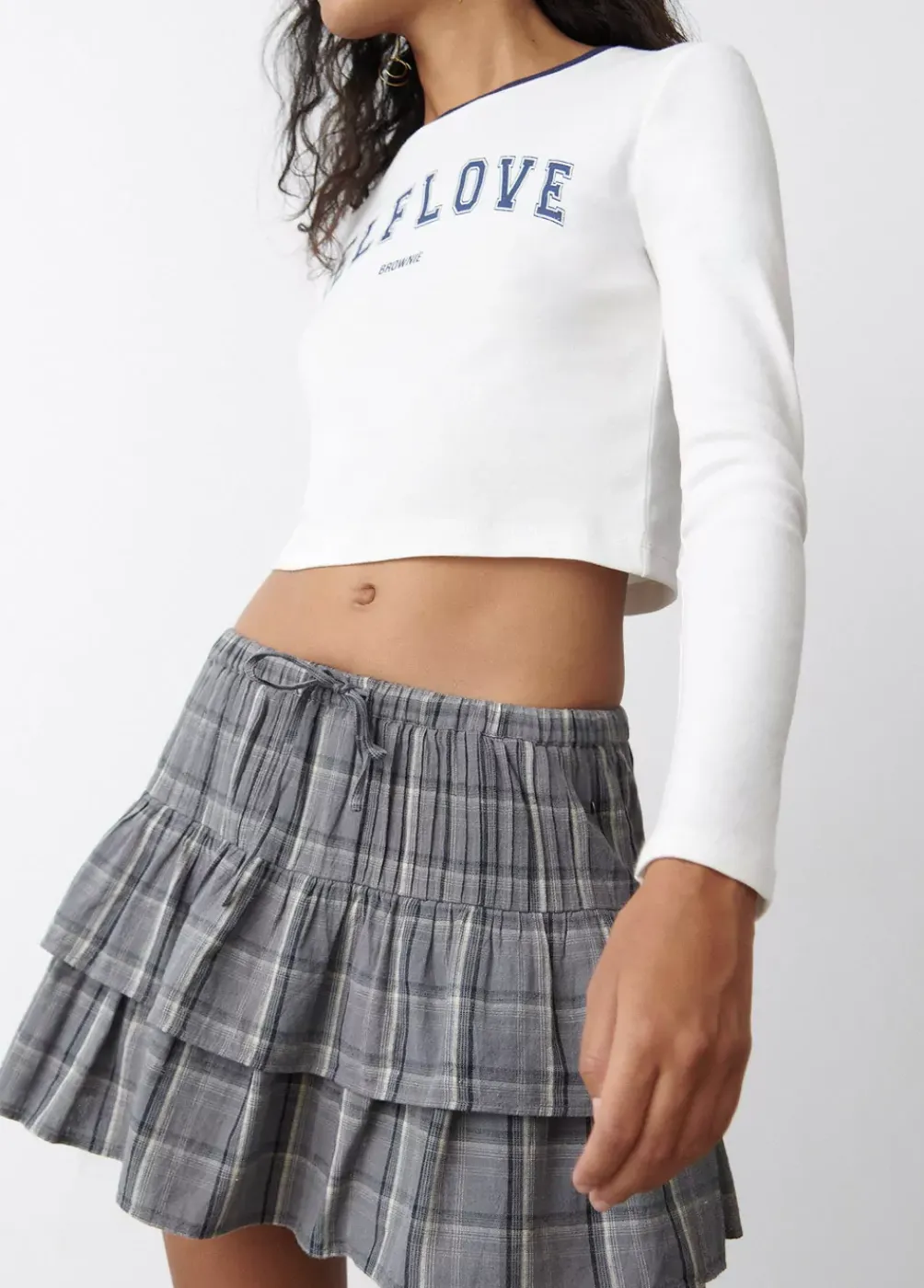 Falda Cuadros Con Lino-Brownie Spain Discount