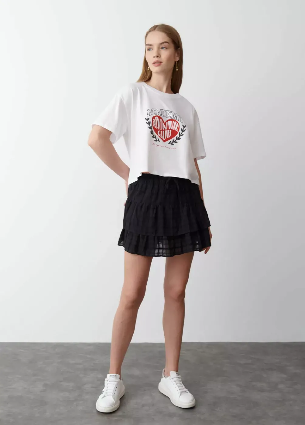 Falda Volantes Textura-Brownie Spain Hot