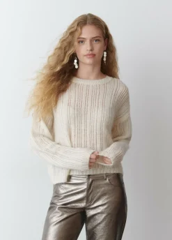 Jersey Calado Cuello Redondo Crudo-Brownie Spain Fashion