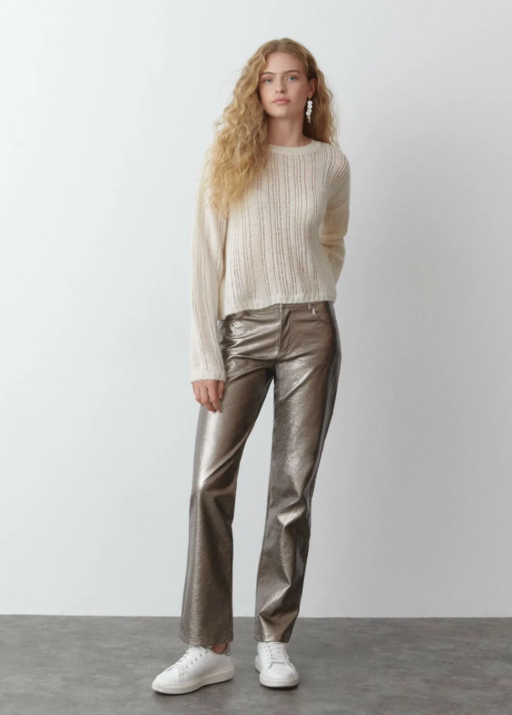 Jersey Calado Cuello Redondo Crudo-Brownie Spain Fashion