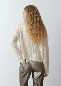 Jersey Calado Cuello Redondo Crudo-Brownie Spain Fashion