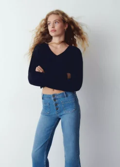 Jersey Cropped Cuello Pico-Brownie Spain Sale