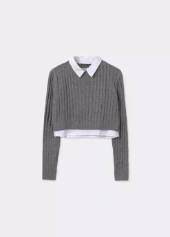 Jersey Cropped Detalle Camisa-Brownie Spain Outlet