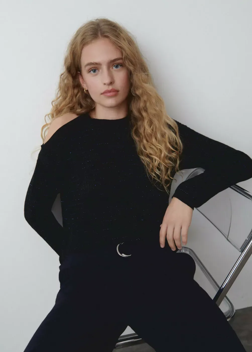 Jersey Cut Out Hilo Metalizado Negro-Brownie Spain New