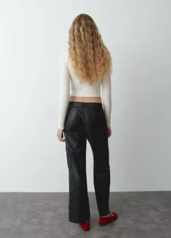 Pantalon Cargo Efecto Piel-Brownie Spain Clearance