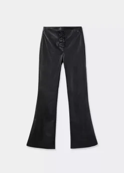 Pantalon Efecto Piel Acordonado-Brownie Spain Fashion
