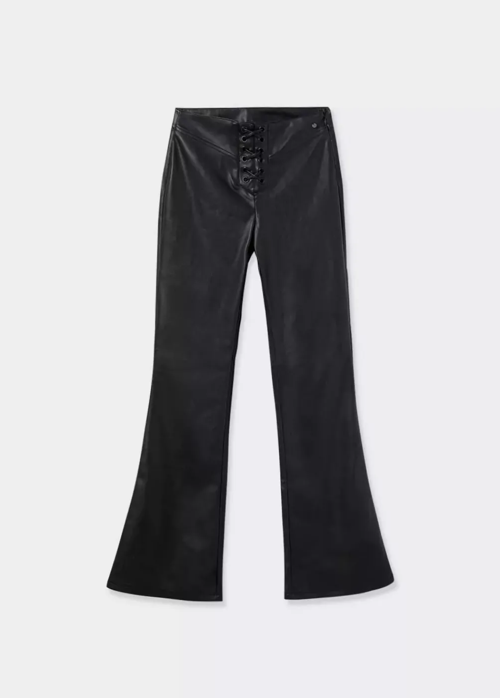 Pantalon Efecto Piel Acordonado-Brownie Spain Fashion