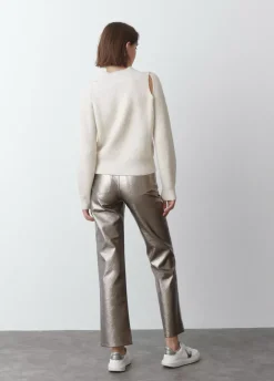 Pantalon Metalizado Efecto Piel-Brownie Spain Online