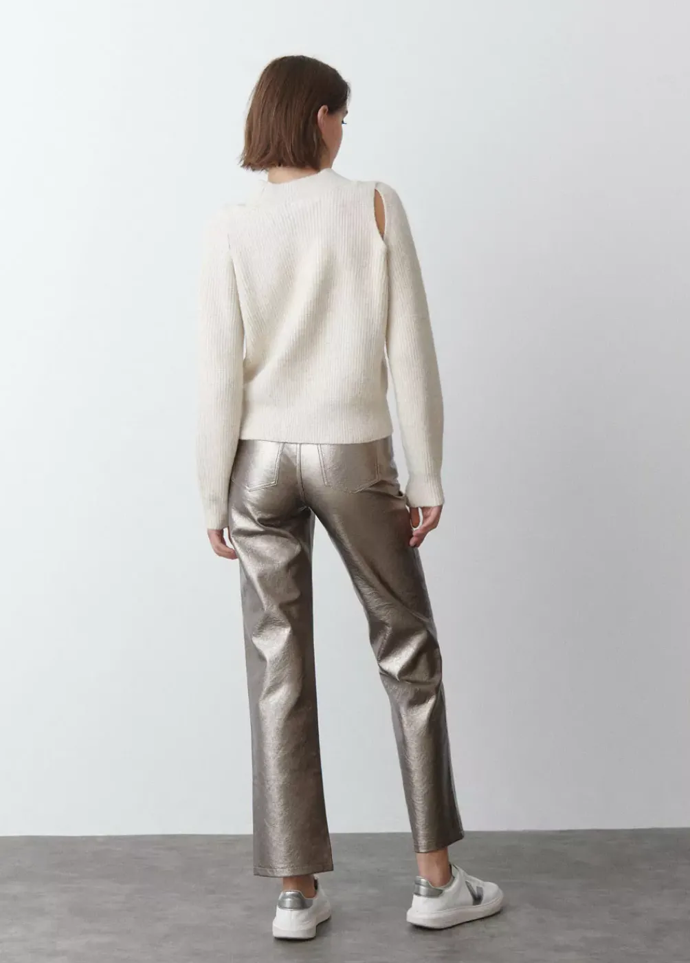 Pantalon Metalizado Efecto Piel-Brownie Spain Online