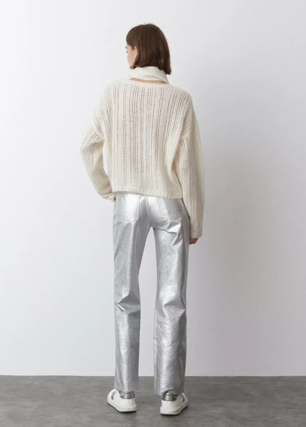 Pantalon Metalizado Efecto Piel-Brownie Spain Online