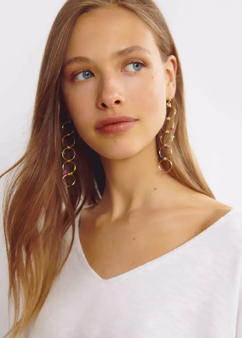 Pendientes Largo Cinco Aros Piedras-Brownie Spain Best