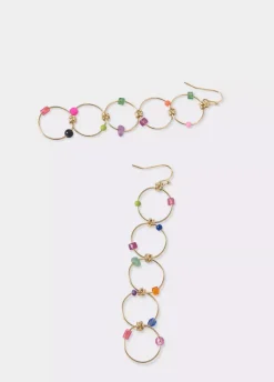 Pendientes Largo Cinco Aros Piedras-Brownie Spain Best
