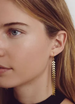 Pendientes Largos Hojitas-Brownie Spain Discount