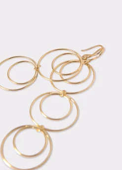 Pendientes Largos Tres Aros Dobles-Brownie Spain Hot