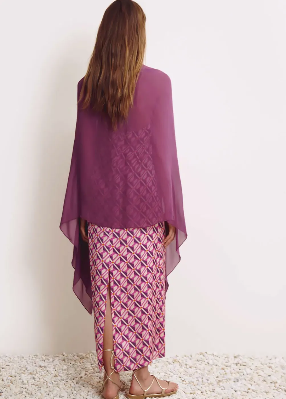 Shawl Liso Berenjena-Brownie Spain Fashion