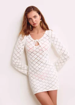 Vestido Crochet Corto Manga Larga-Brownie Spain Best